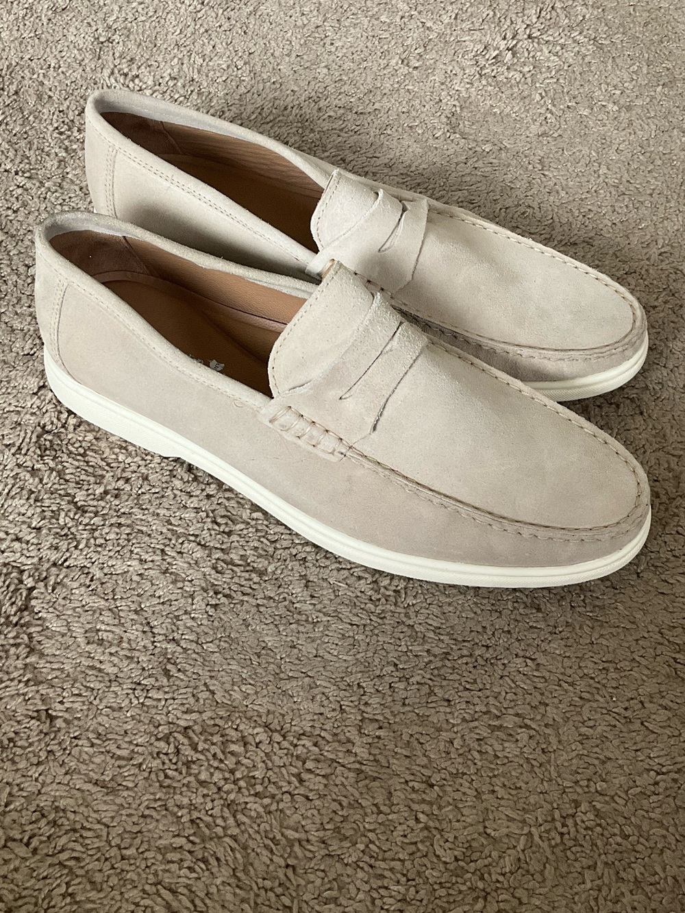 Donald J. Pliner Sand Suede Penny Loafers for Men - Picture 2 of 8